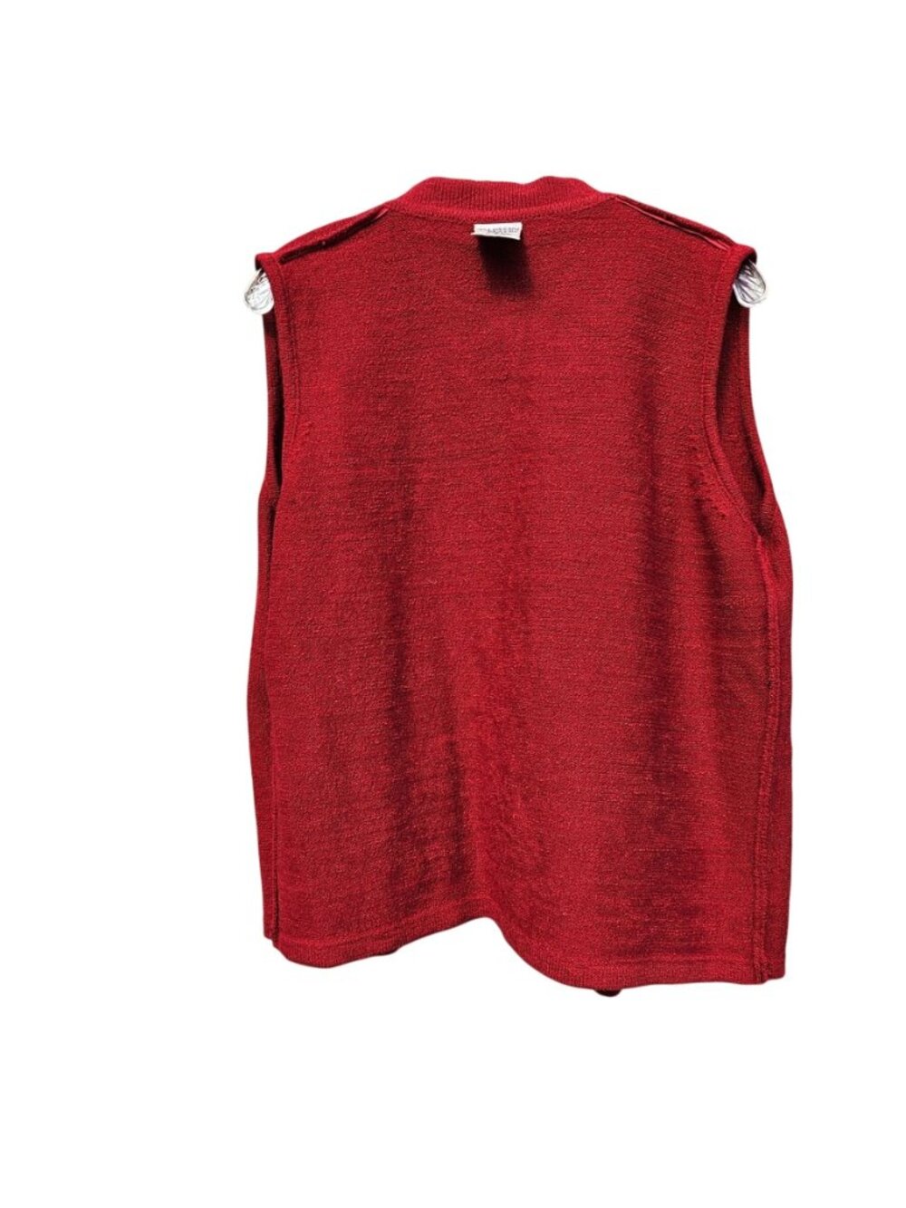 Allison Daley Vintage 90s Red Cat Knit Sweater Vest Zip M/L - Picture 11 of 14